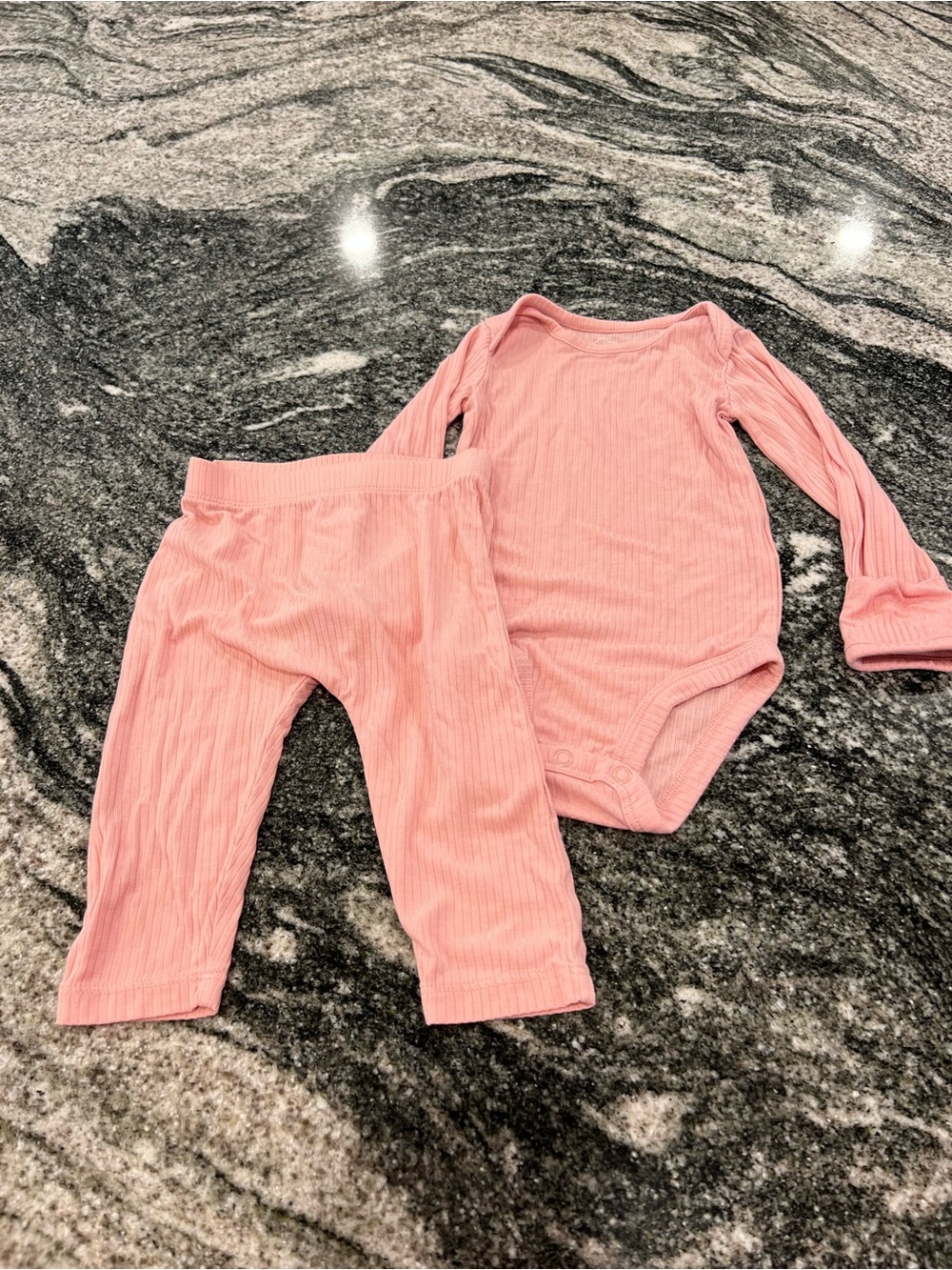 Carter's Pink Ribbed Two-Piece Baby Bodysuit & Pants Set
